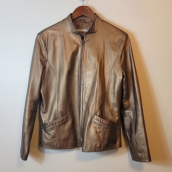 Bernado Designs Jackets & Blazers - Bernado Design Gold Leather Jacket / XL
